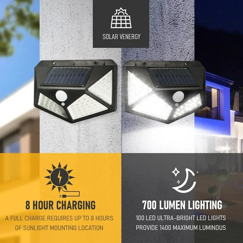 Solar Wall Sconce - Lámpara Solar multifuncional de 100Led, decoración