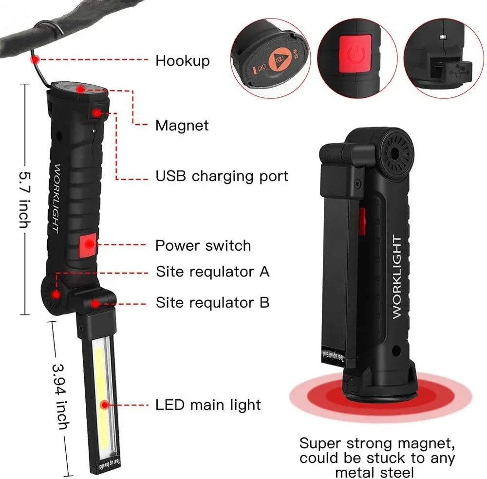 Linterna LED COB portátil, luz - Outdoor Lighting For Camping reseña y precio